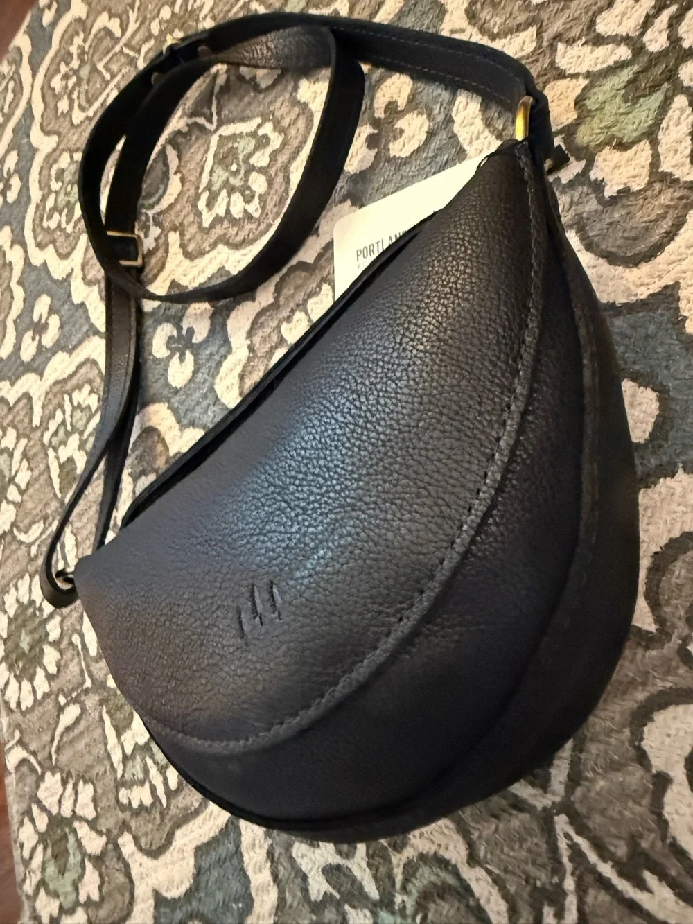 Portland Leather Small Koala Black Leather Sling Crossbody Bag NWT
